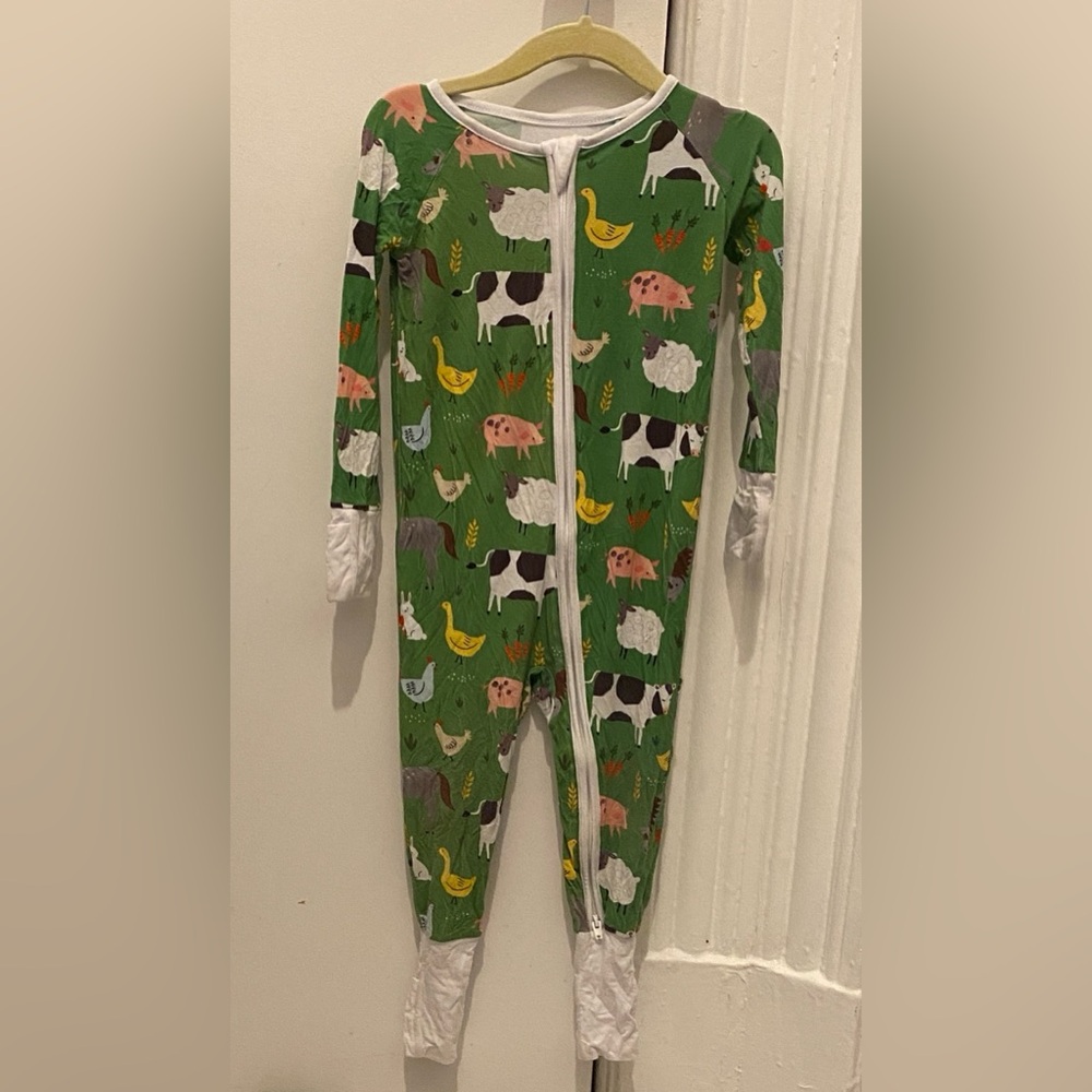 Little Sleepies Green Animal Print Zip Rompers/Sleepers